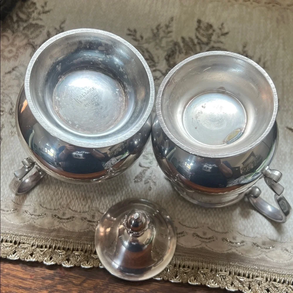 Vintage Wallace Silver-plated Sugar Bowl and Creamer Set